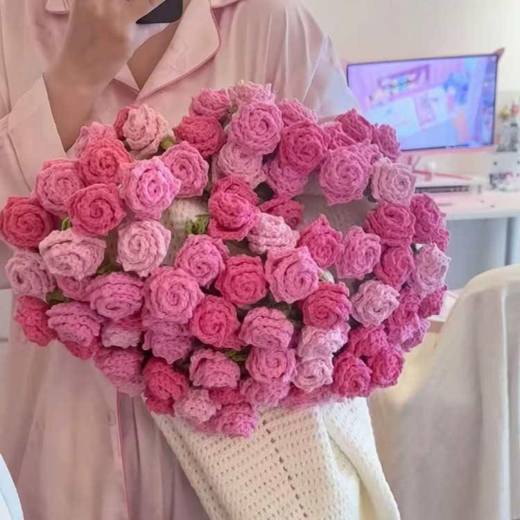 110cm ふんわり毛布 完成品 花束 ブーケブランケット バラ ニット製