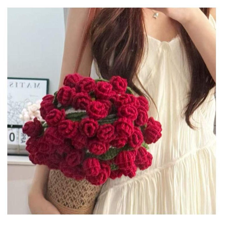 110cm ふんわり毛布 完成品 花束 ブーケブランケット バラ ニット製