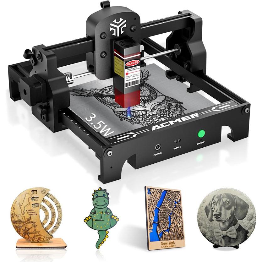 ACMER S1 レーザー彫刻機 DIY 初心者 0.01mmLightBurn と互換性 木材