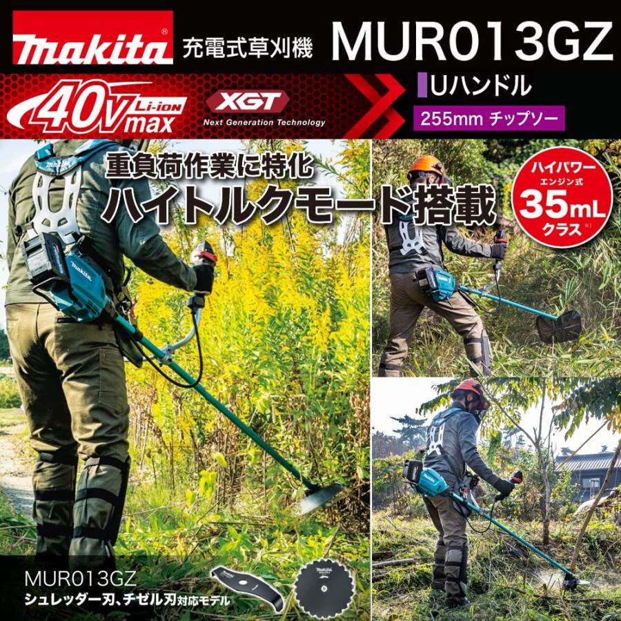 マキタ草刈機40Vmax スーパーカルマー、トリマーハンドル付。バッテリーなし マキタ（makita） 長尺商品 40Vmax充電式草刈機 Uハンドル MUR013GZ