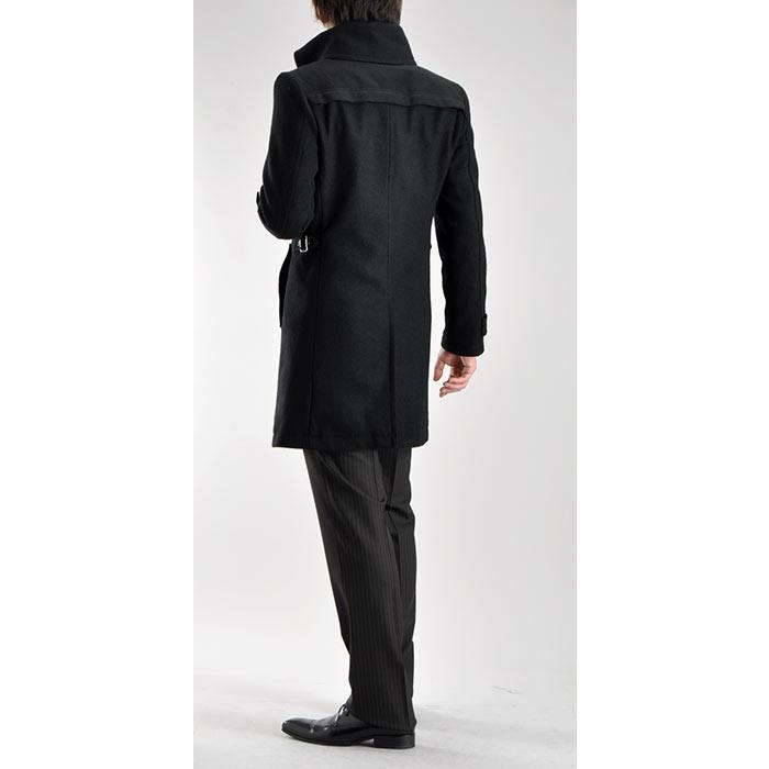 コート メンズ メルトン ツイード ウール 襟高 ステンカラーコート