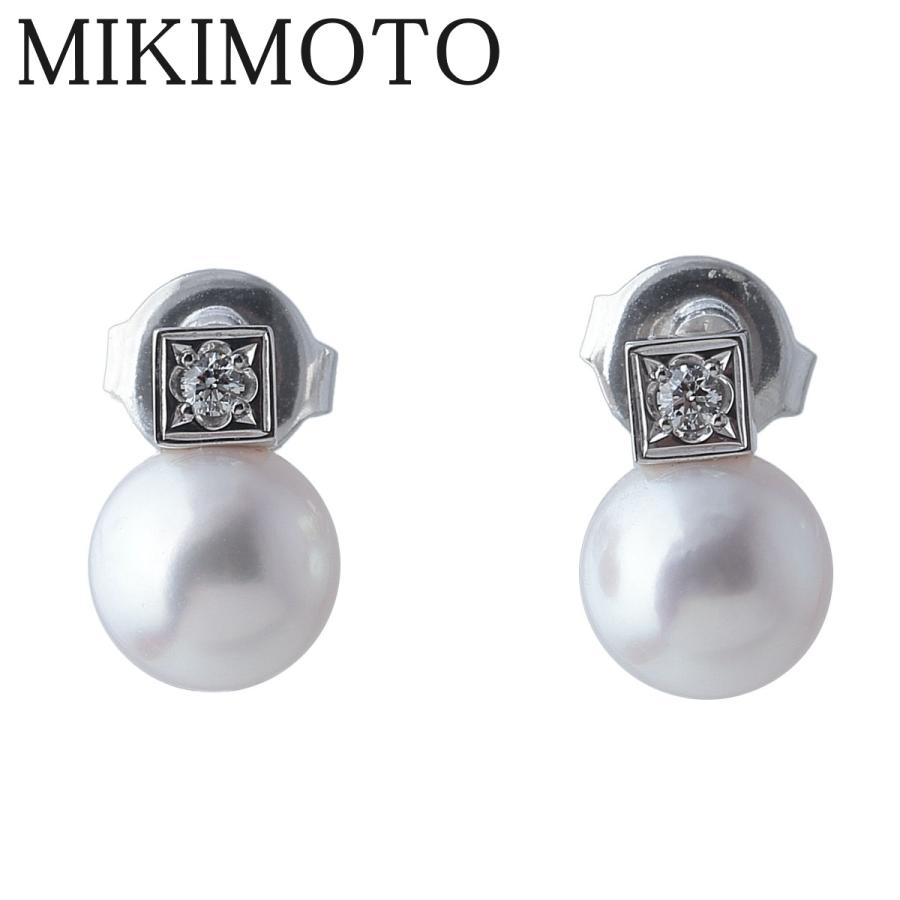 MIKIMOTO（ミキモト） ダイヤ パールピアス PE-1287PU型 アコヤパール