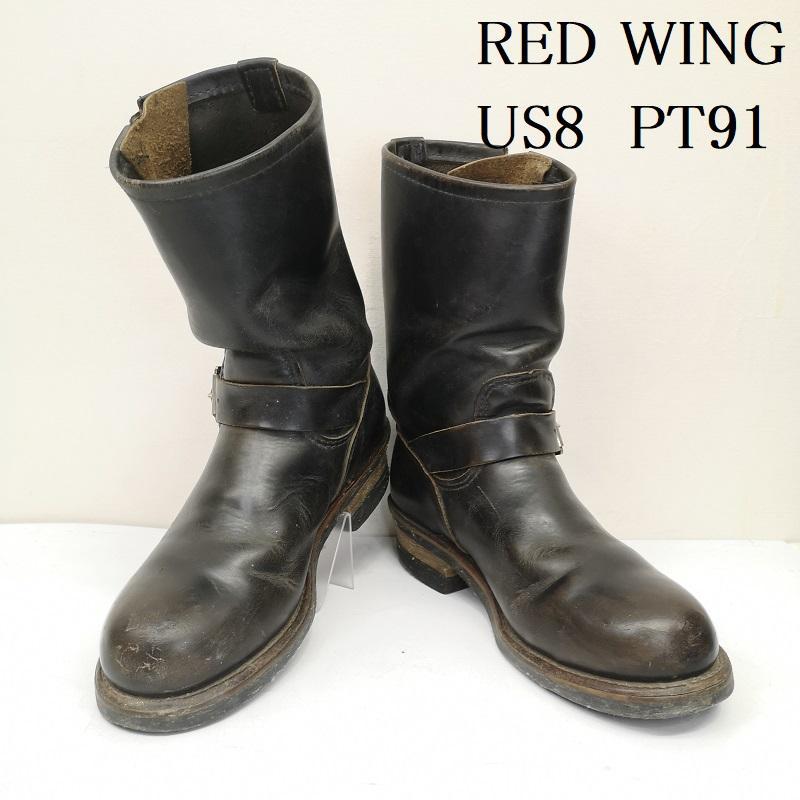 レッドウィング PT91 茶芯 プリントタグ エンジニア ブーツ US：8