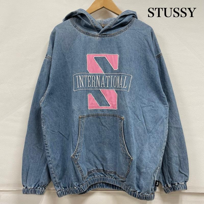 ステューシー デニムパーカー ビックロゴ 袖ゴム ウインドカフス 刺繍