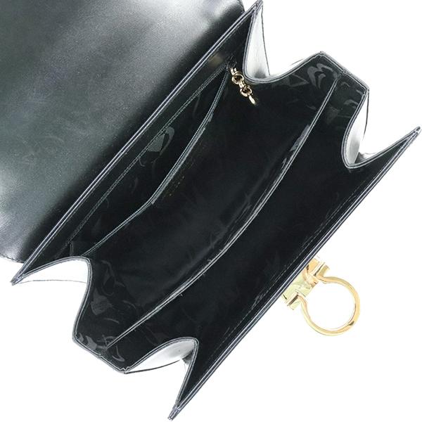 GANCINI フェラガモ ハンドバッグ ガンチーニ ボックスカーフ ブラック