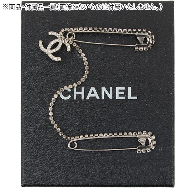 CHANEL（シャネル） ブローチ ダブルピン CC ラインストーン シルバー