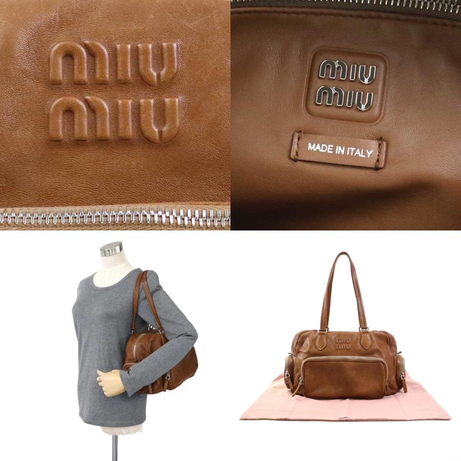miu miu（ミュウミュウ） ハンドバッグ レザー ブラウン : ブランド