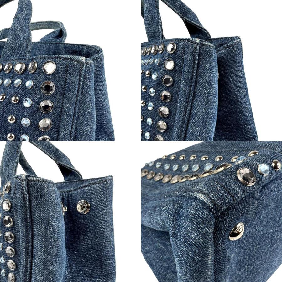 PRADA（プラダ） ハンドバッグ トートバッグ カナパ デニム/ビジュー