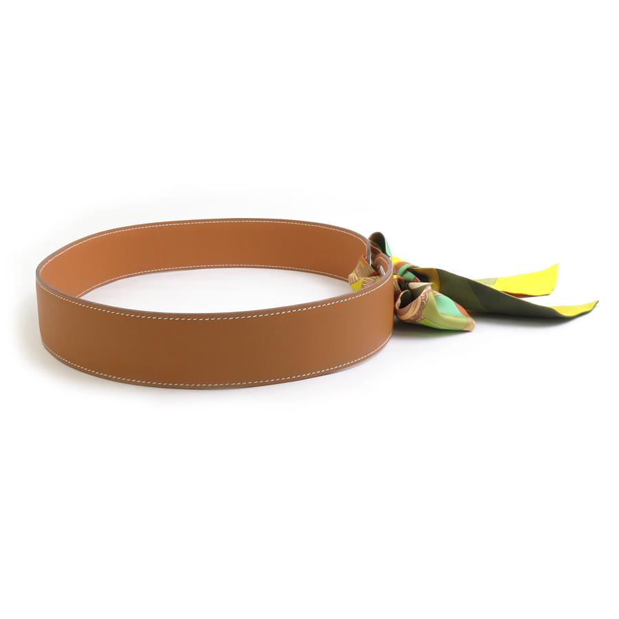 HERMES（エルメス） ベルト スカーフベルト レザー/シルク ブラウン