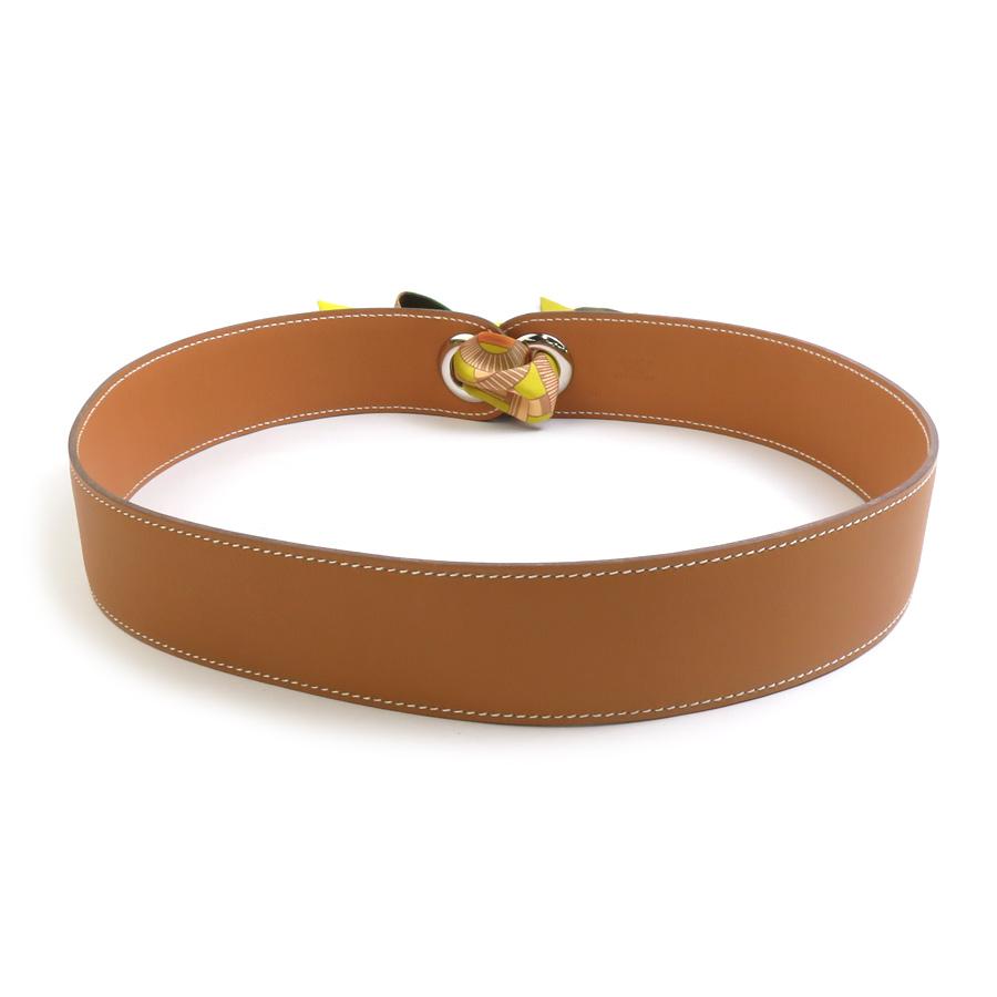 HERMES（エルメス） ベルト スカーフベルト レザー/シルク ブラウン