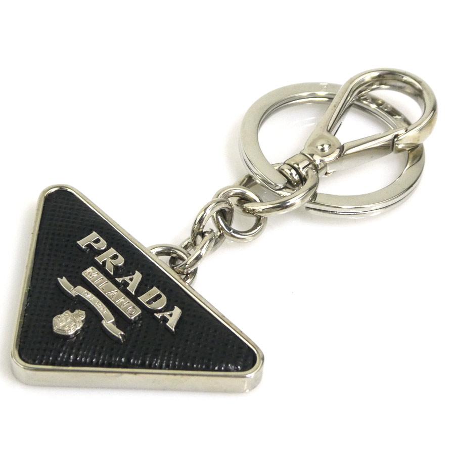 PRADA（プラダ） キーリング チャーム メタル/レザー シルバー