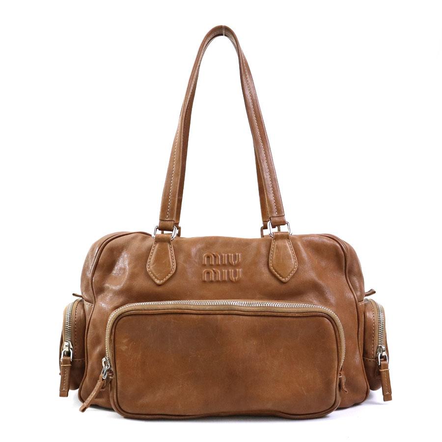 miu miu（ミュウミュウ） ハンドバッグ レザー ブラウン : ブランド