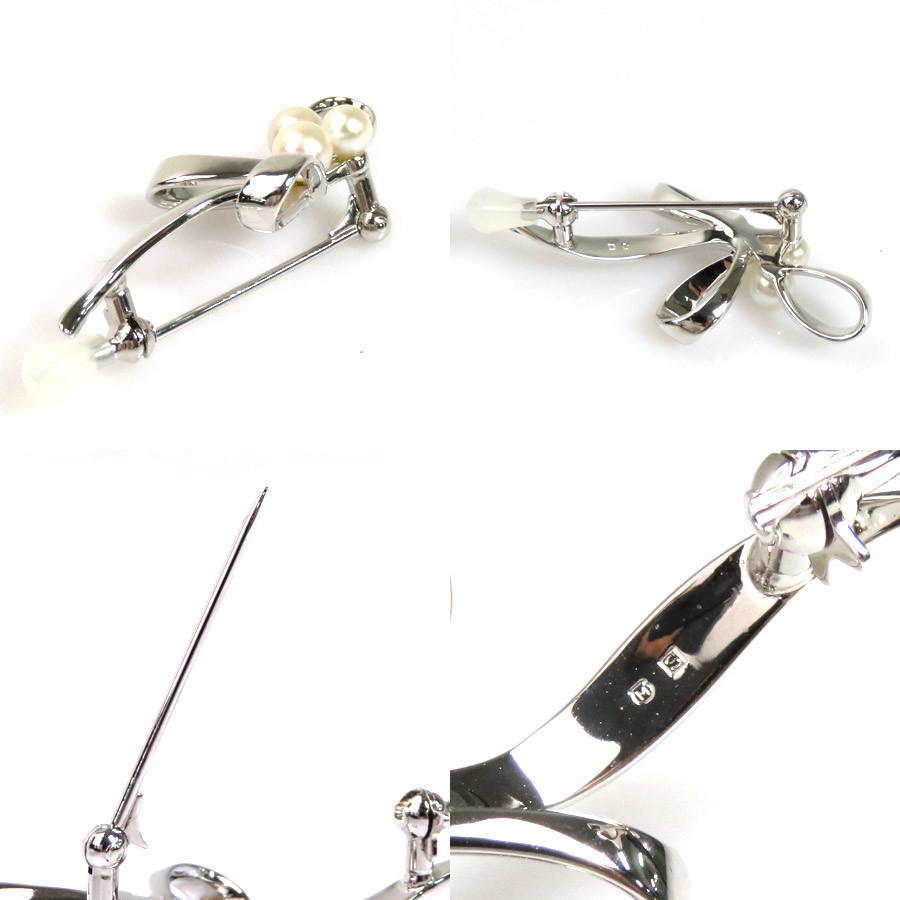 ミキモト MIKIMOTO ブローチ 金属素材xパール シルバーxホワイト 定番