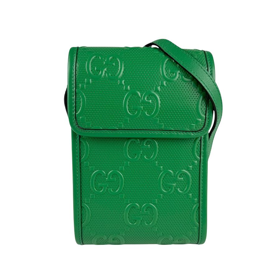 GUCCI（グッチ） ショルダーバッグ GGエンボス レザー グリーン