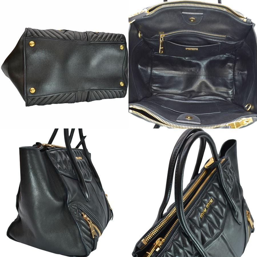 miu miu（ミュウミュウ） バッグ レザーx金属素材 ブラックxゴールド