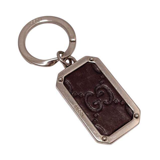 GUCCI（グッチ） キーホルダー キーリング GG レザー メタル ダーク