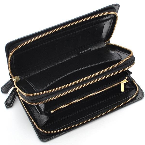 ミニセカンドバッグ クラッチバッグ 大きめ長財布 ブラック 黒 ダブル