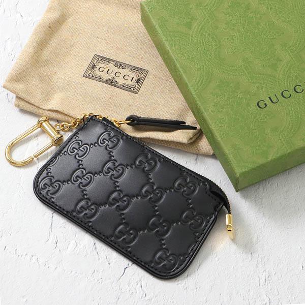 GUCCI（グッチ） 小銭入れ シグネチャー レザー キーリング付き コイン