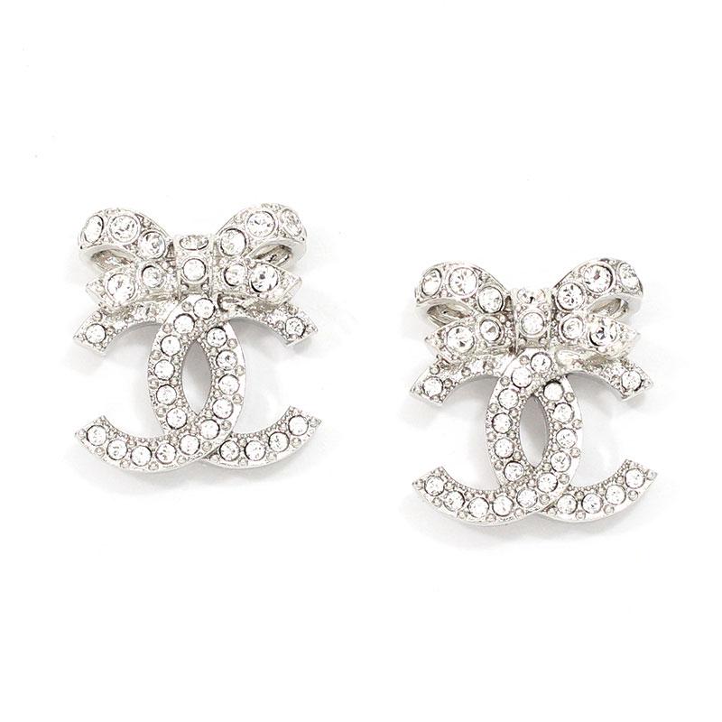 CHANEL（シャネル） ピアス CCマーク メタル＆ストラス ラインストーン
