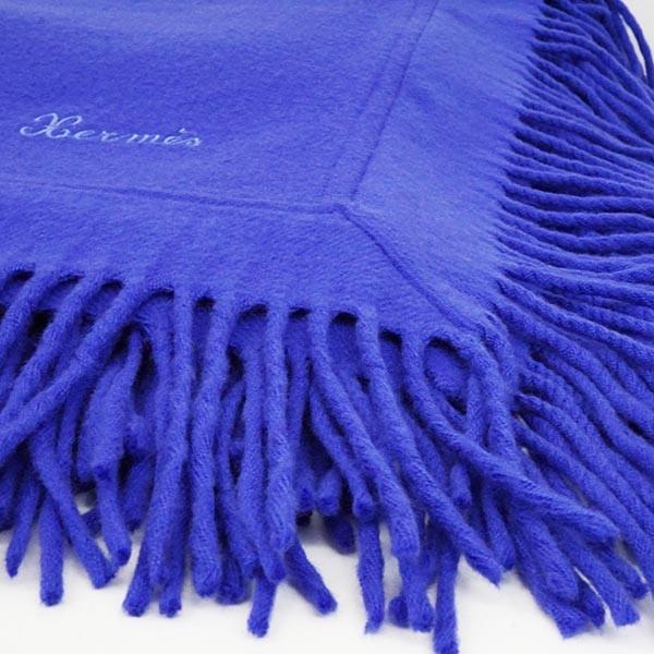 HERMES（エルメス） ブランケット パープル 青紫 大判 ウール カシミヤ