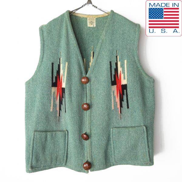 60s USA製 ORTEGA'S オルテガ チマヨ ベスト 42 グリーン系 赤タグ XL