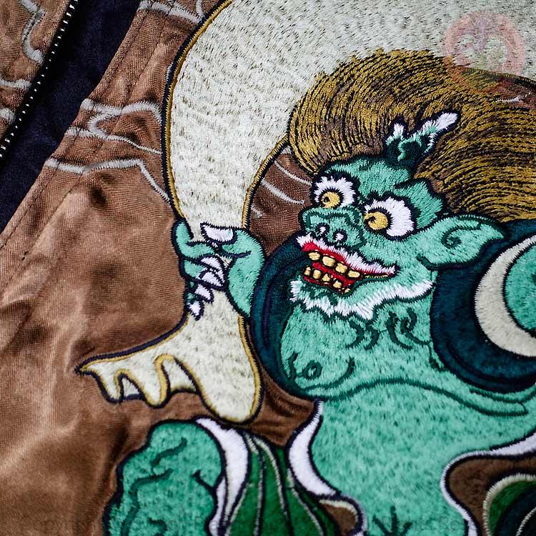 スカジャン 花旅楽団 はなたびがくだん スクリプト 風神雷神 刺繍 SKJ