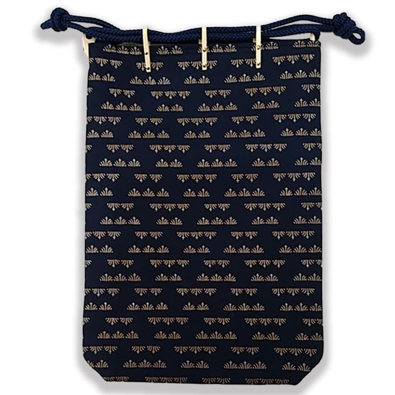 合切袋 本印伝 白漆 菖蒲柄 黒地 巾着 メンズ レディース 和装 浴衣