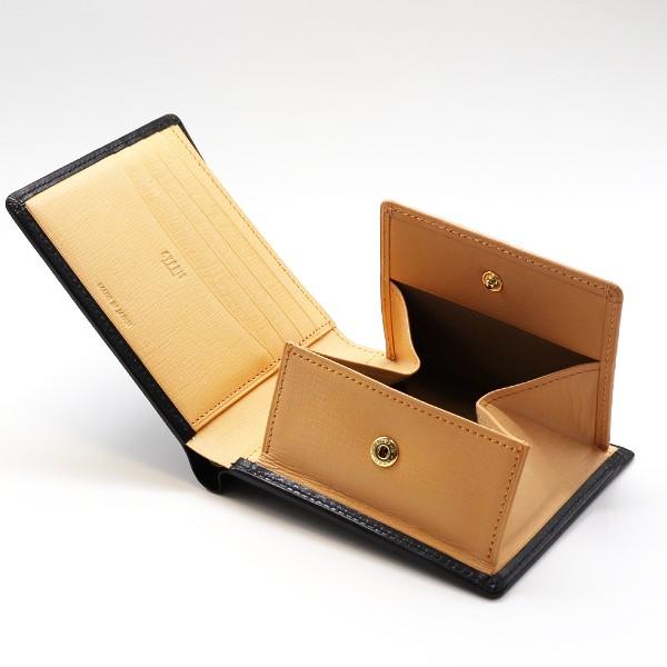 モルフォ キプリス 二つ折り財布 BOX小銭入れ付札入れ シラサギレザー