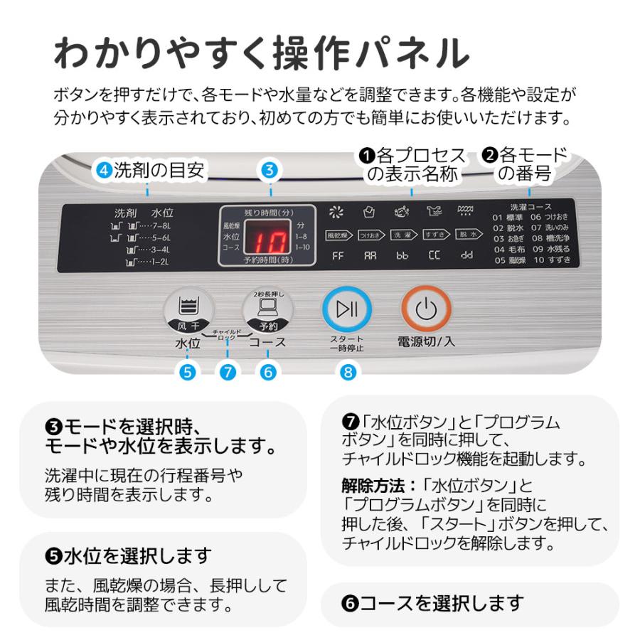 洗濯機 7kg 一人暮らし 全自動洗濯機 風乾燥 予約洗濯機能 10種類