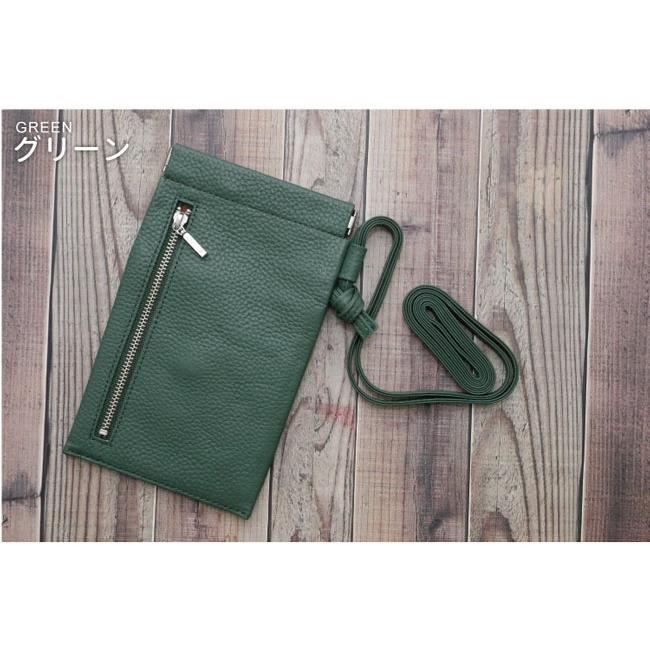 スマホショルダーポーチmini 本革 ばね口 ポケット付き スマホケース