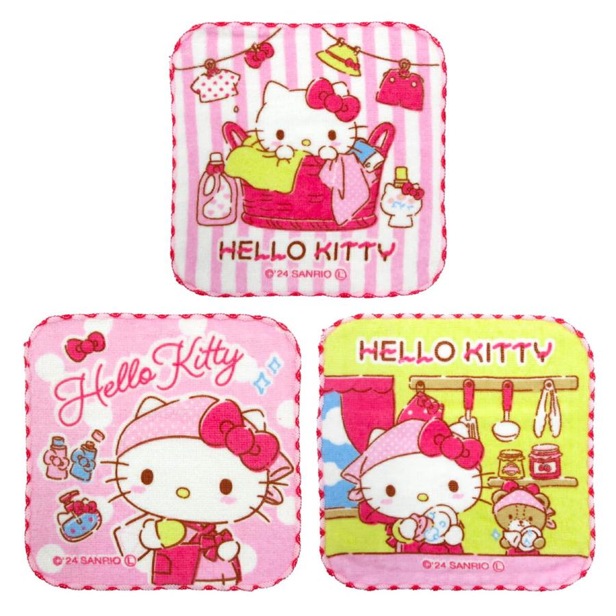 ハローキティ ミニタオル 3枚セット 16×16cm ミニハンカチ 子ども