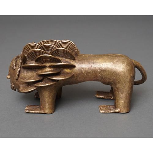 アフリカ トーゴ 真鍮細工 アニマル ライオン Lサイズ 彫刻 アフリカ