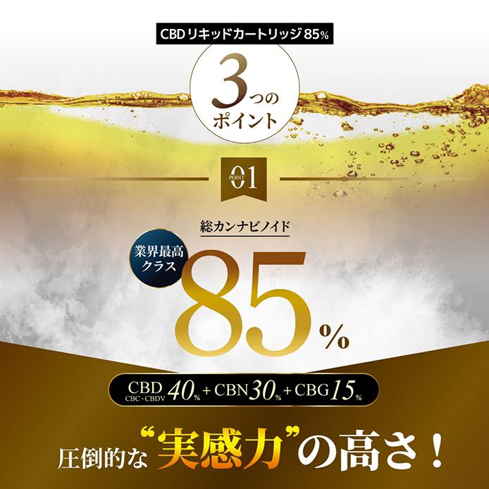 CANNACREATE CBD CBN CBG リキッド カートリッジ 高濃度 85％ 1ml