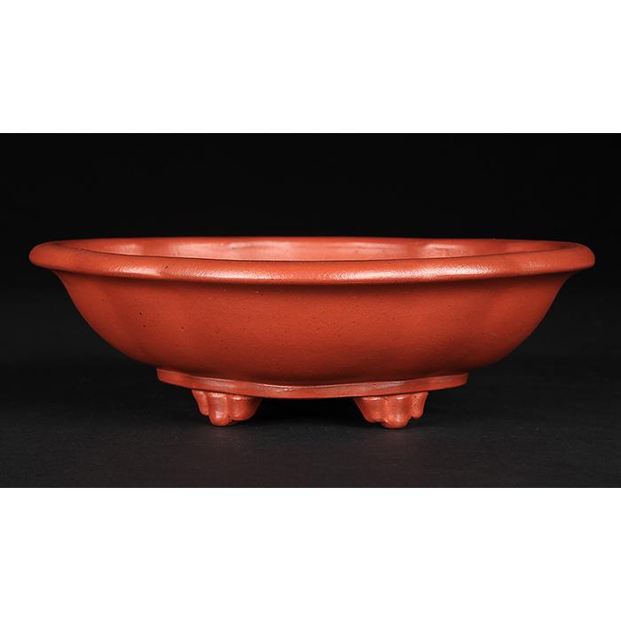 盆栽鉢 「壱興紅泥木瓜式鉢」 植木鉢 作家鉢 一弘 壱興造記 常滑 共箱