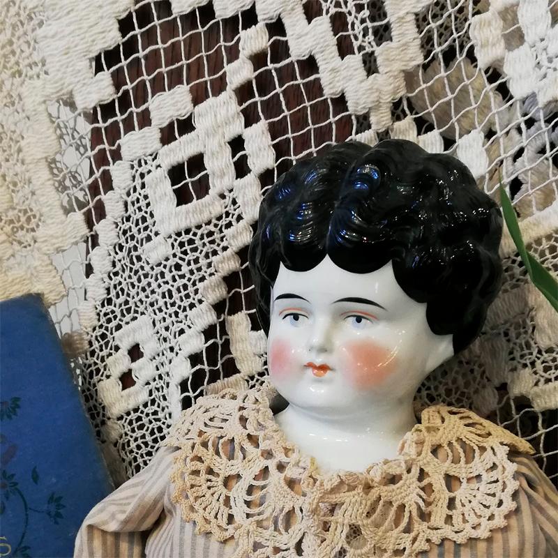 ジャーマン チャイナヘッドドール ラージ ドイツアンティーク : BAU