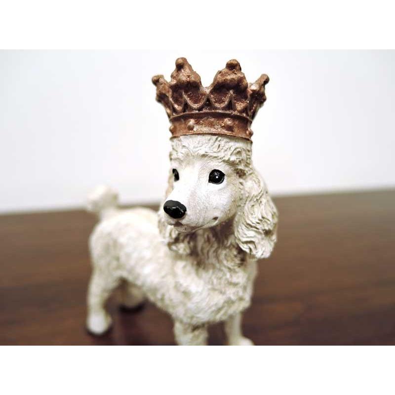 ノーブルプードル プードル トイプードル 置物 犬 イヌ オブジェ 王冠