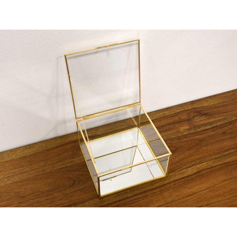 ガラス ディスプレイケース ブラス スクエア ゴールド ガラス