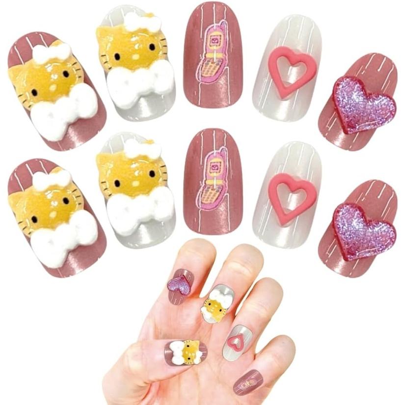 サンタン サンリオキャラクターネイルチップ ハローキティコギャル柄