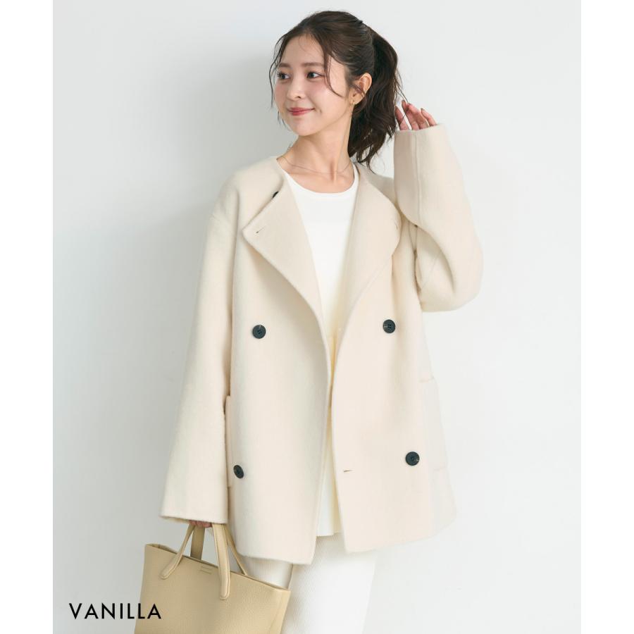 HARUKA DESIGN】ノーカラー2WAYリバーミドルコート｜アウター ウール