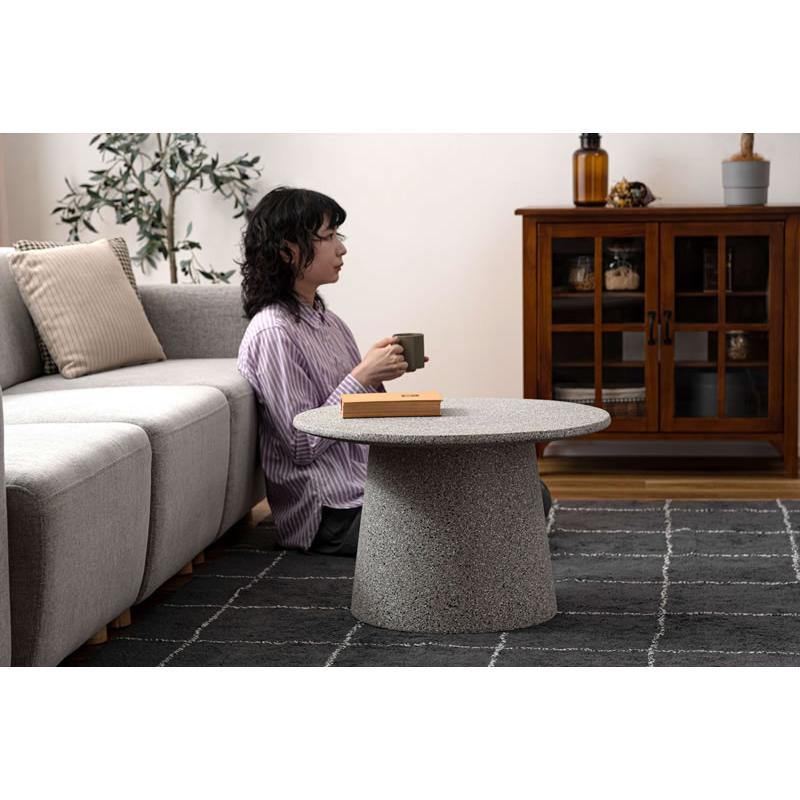 テラゾー柄 ラウンドテーブル/カフェテーブル/ローテーブル テラゾー柄