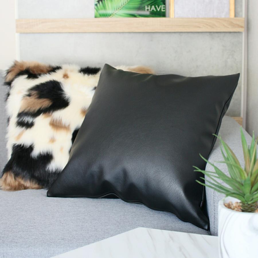 PVC レザー クッションカバー 45×45cm 日本製 シンプル カフェ レザー