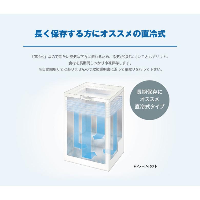 冷凍庫 小型 上開き 家庭用 103L チェストタイプ 直冷式 長期保存に