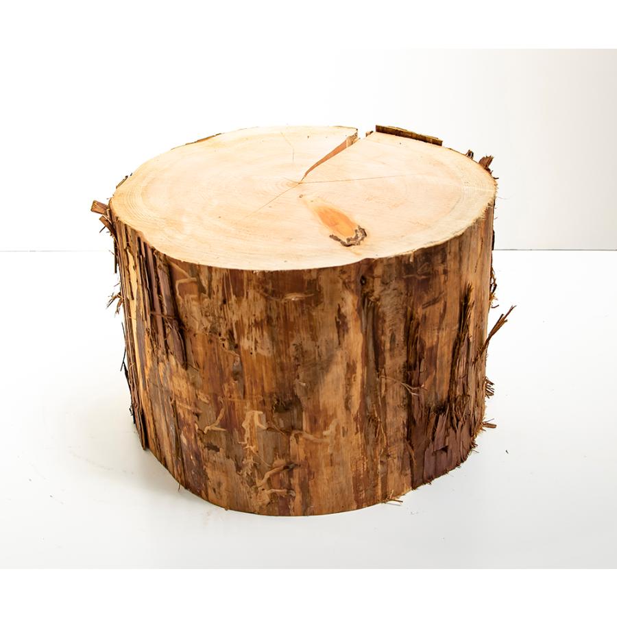 川島材木店 桧切り株 高さ20cm 直径約35cm 皮つき 薪割り台 丸太椅子