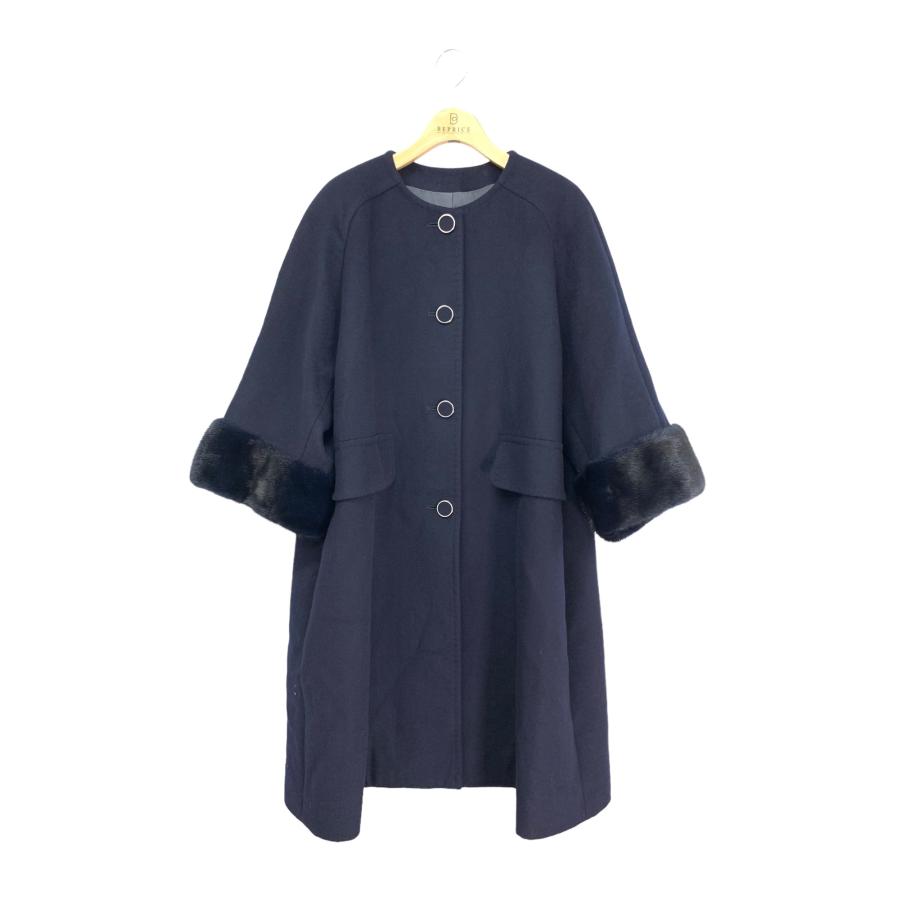 フォクシーブティック Coat Aria 43859 ノーカラーコート 40 ネイビー