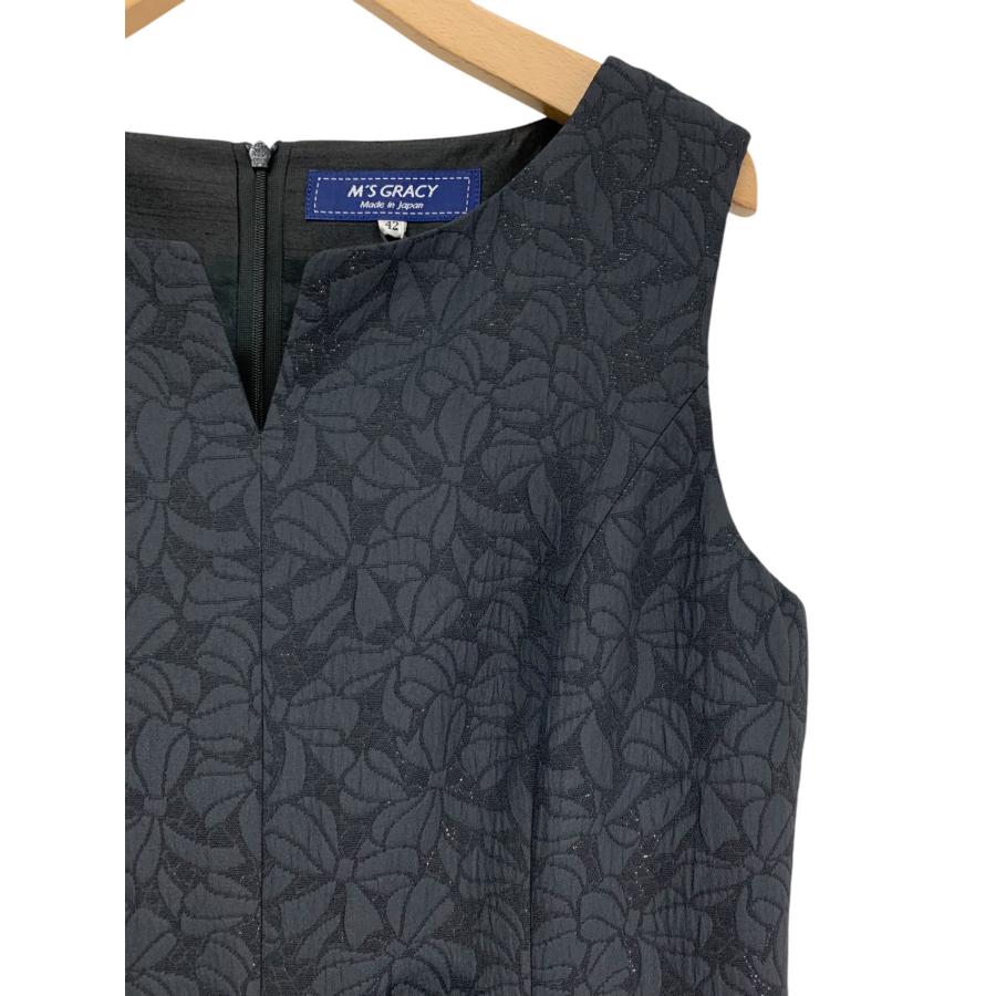 エムズグレイシー 511105 ワンピース 42 ブラック ラメ リボン 花