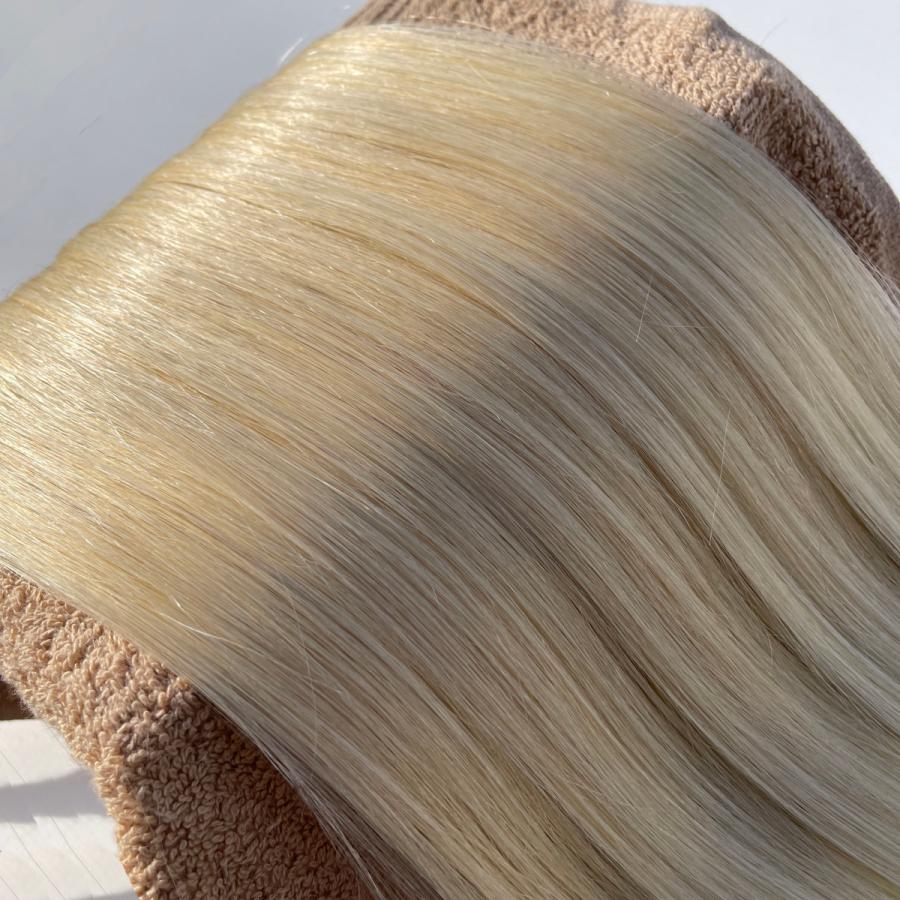 アッシュ ブロンド 金髪 P-613 シール エクステ 人毛 ロング ヘア