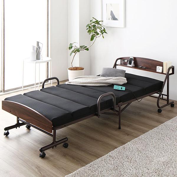 折りたたみベッド 電動ベッド ボリューム マットレス 宮付き 棚付き 2