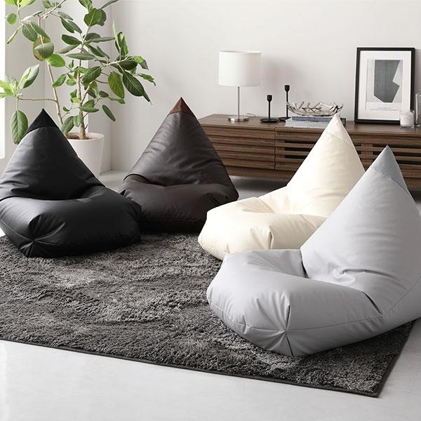 ビーズクッション ソファ 三角 合皮 レザー ファブリック素材 軽量