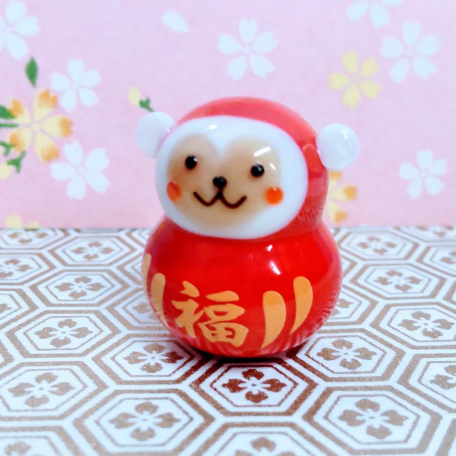 ガラス細工 12支だるま 申 ミニチュア 雑貨 置物 小物 干支 ダルマ