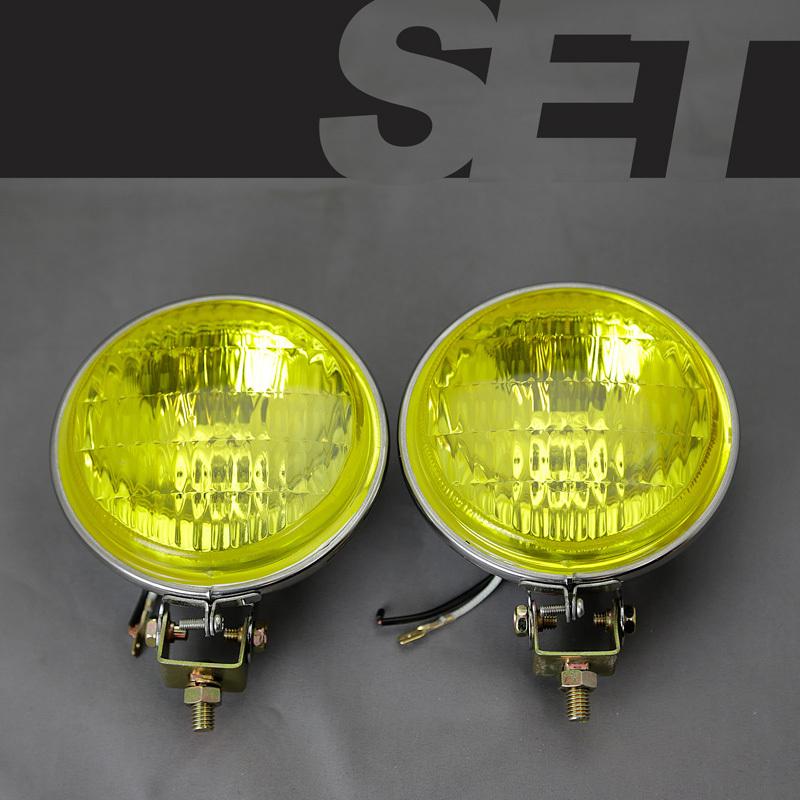 ハロゲン フォグランプ 2個セット 4inch シルバー Wide イエローレンズ